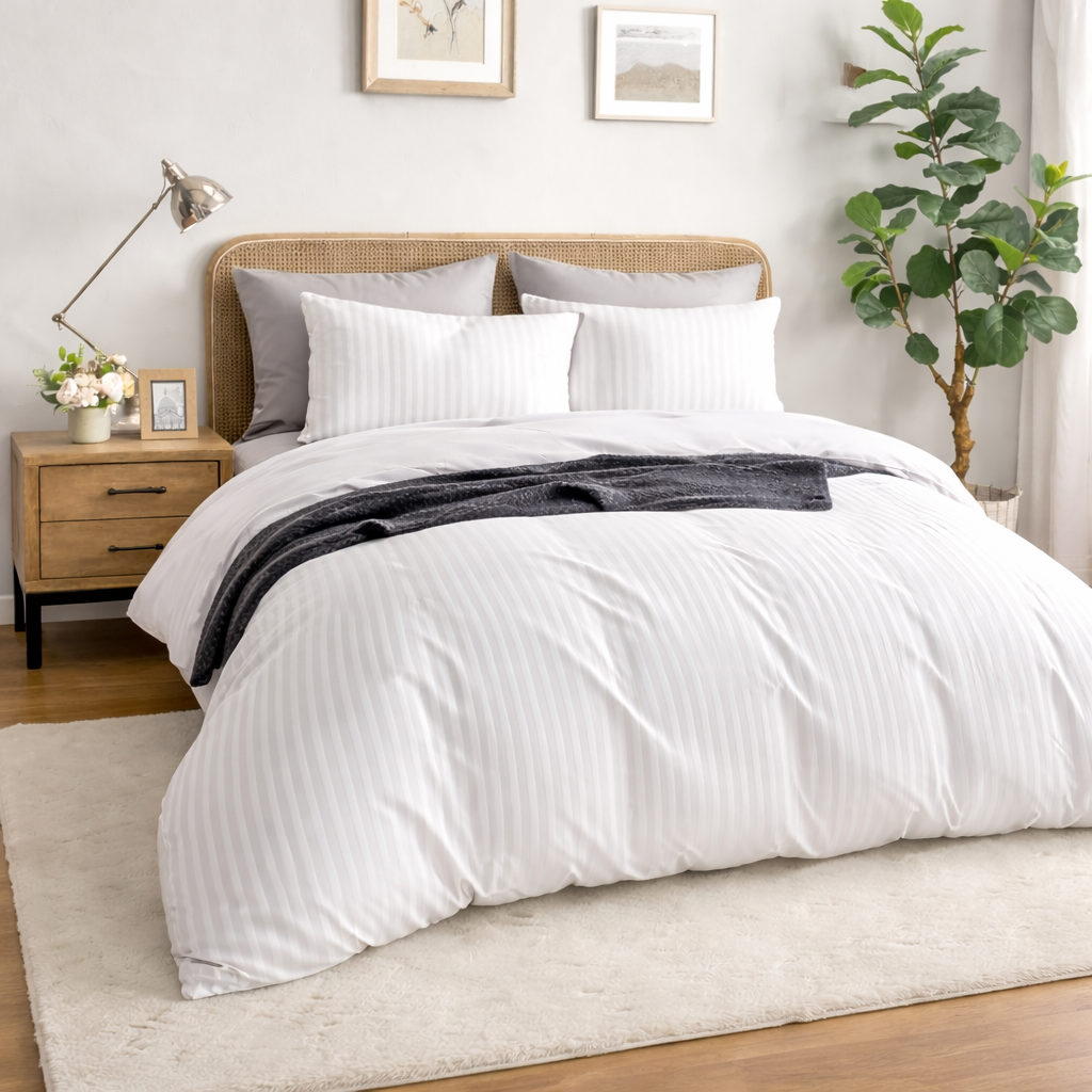 STRIPE Linen - 130 GSM - King Size - Bedsheet Set - Image 2